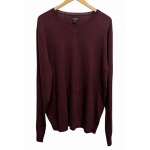 Mens Merino Wool Blend Sweater XXL Burgundy V-Neck Preppy‎ Academic Luxury Apt 9